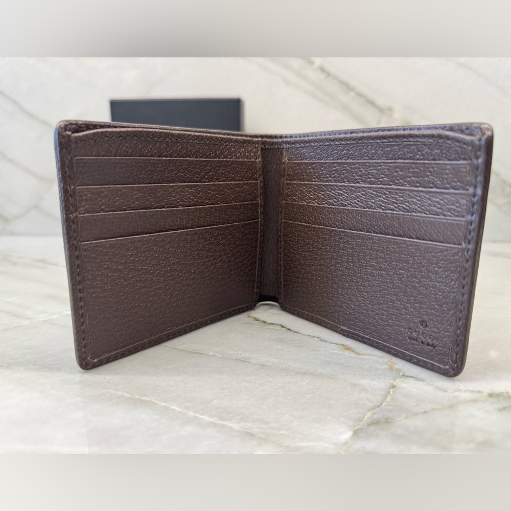 Gucci Jumbo GG Canvas and Leather Bifold Wallet Beige Brown - Picture 4 of 10